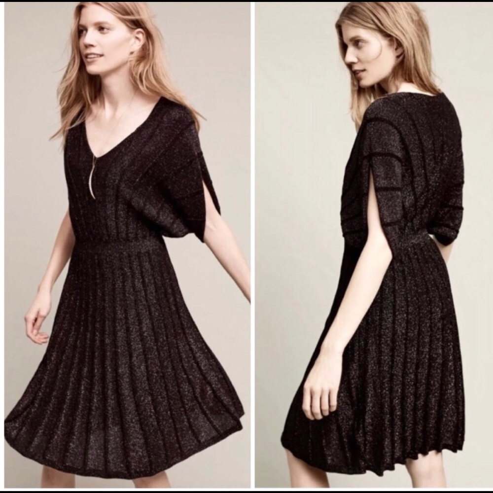 Anthropologie Knitted&Knotted Black Midi Dress size XS